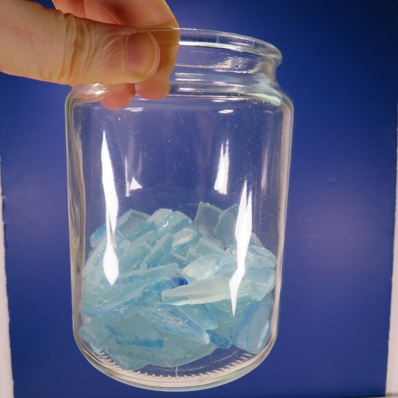 REAL sea shells & blue tumbled glass in NEW glass jar w seal & lid (+2 pounds) - Picture 11 of 16